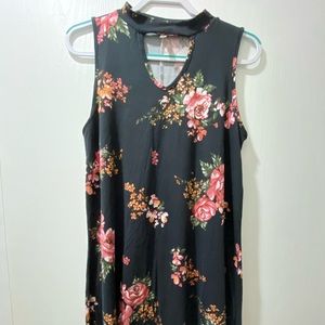Floral Sleeveless Choker Dress
